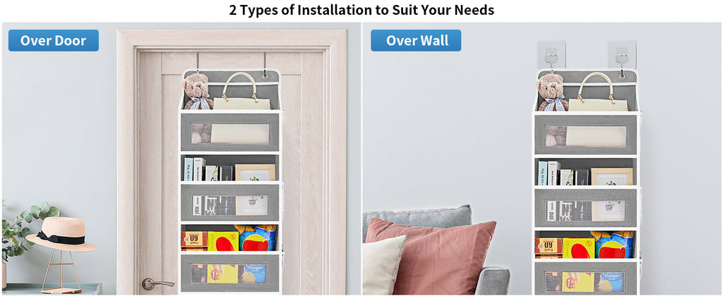 Multipurpose Over-the-Door Hanging Organizer- 5-Tier Foldable Storage Rack