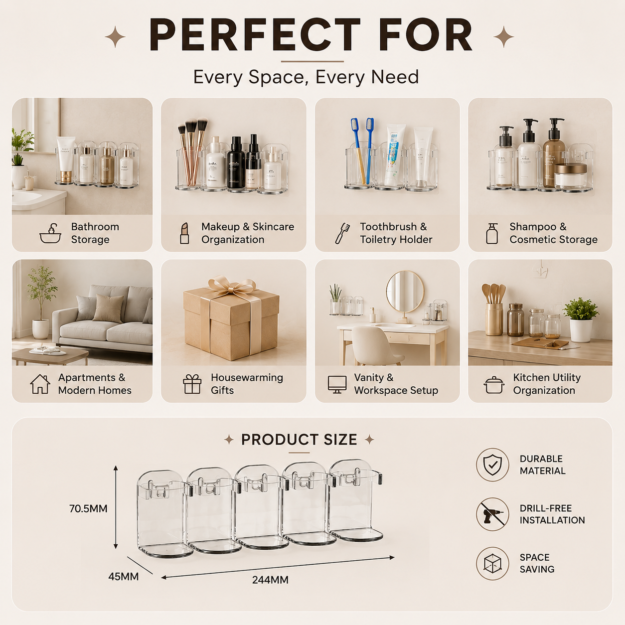 CrystalClear Wall Mounted Organizer Rack