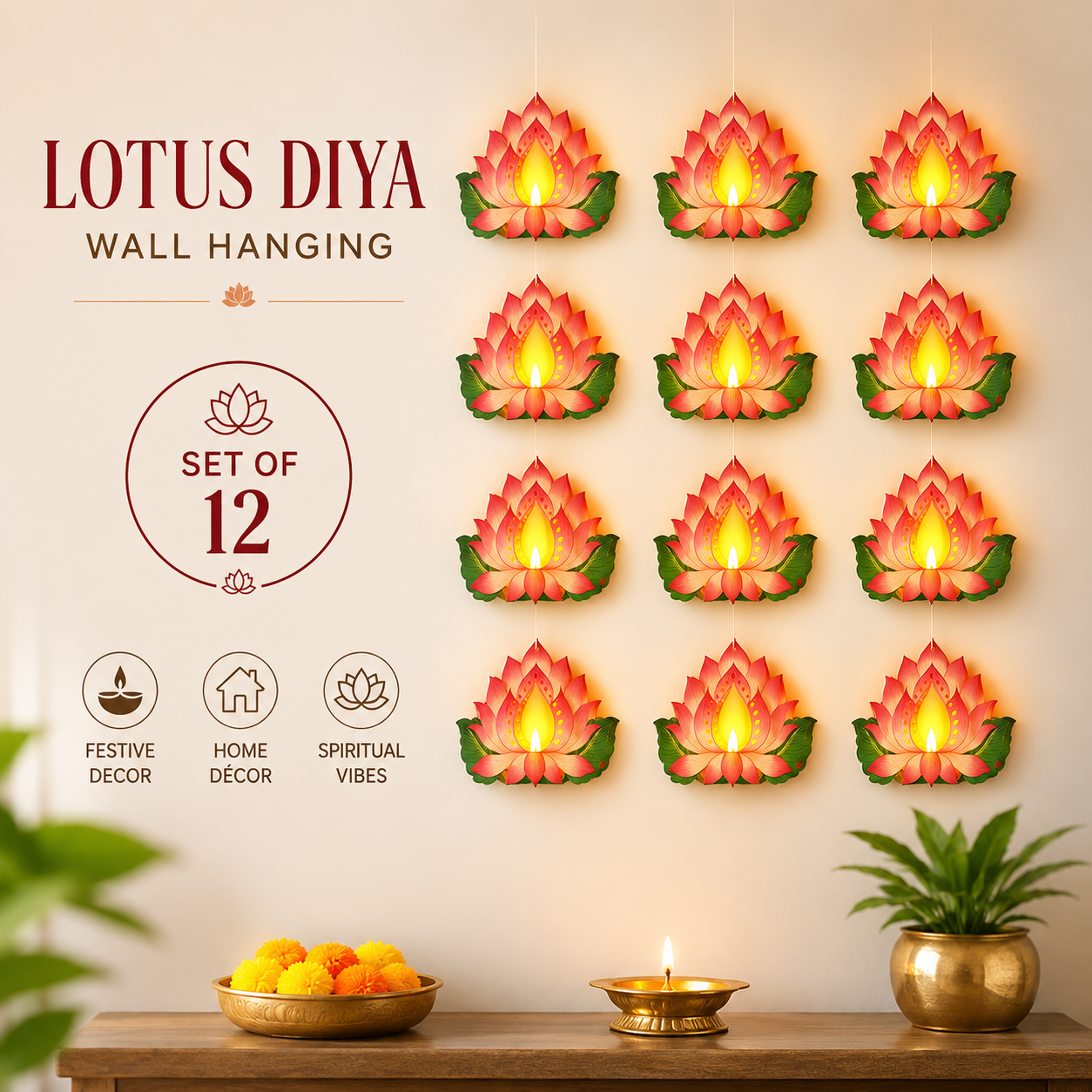 Lotus LED Wall Hanging Decor ( Set of 12 PCS )