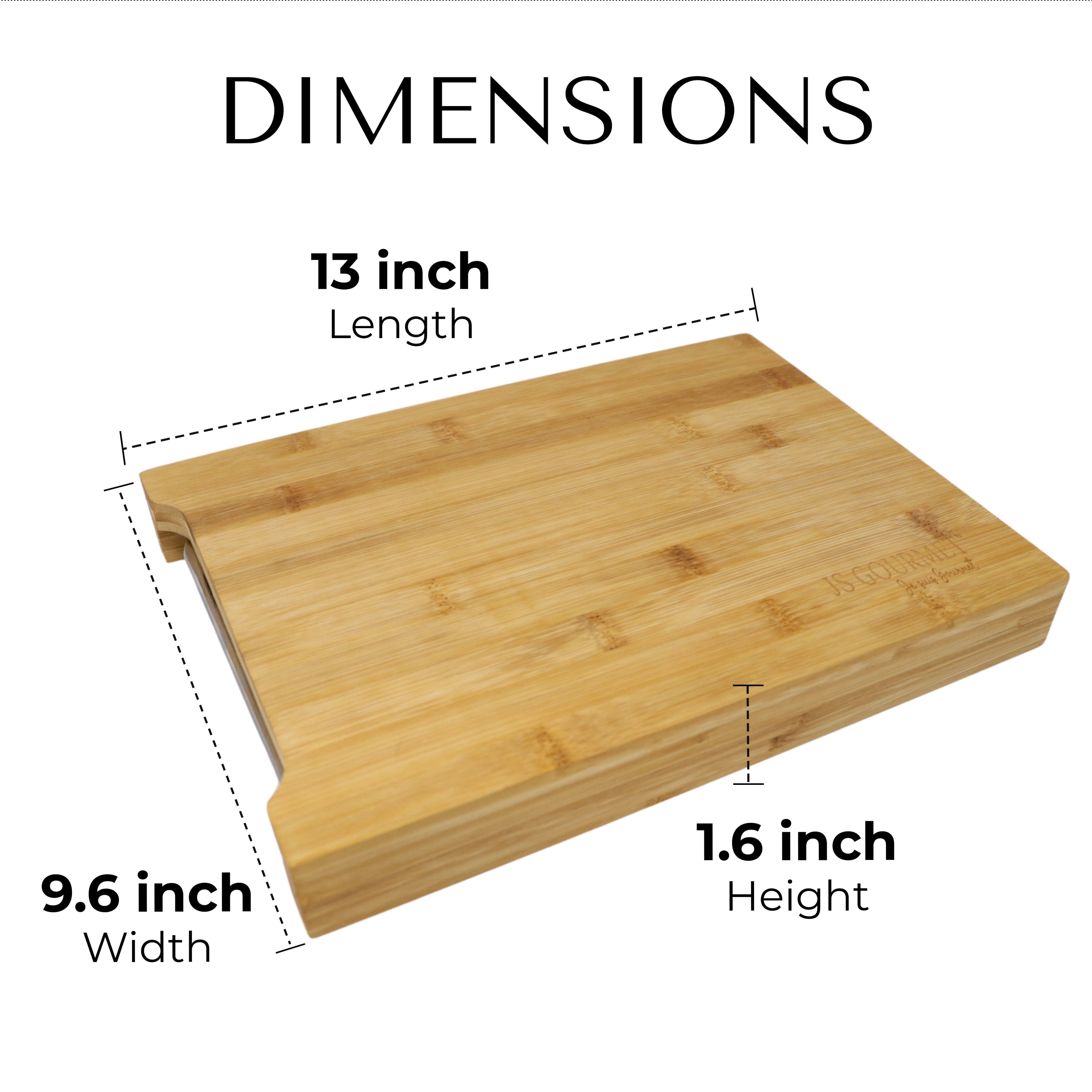 Bamboo Cutting Board with Sliding Stainless Steel Tray