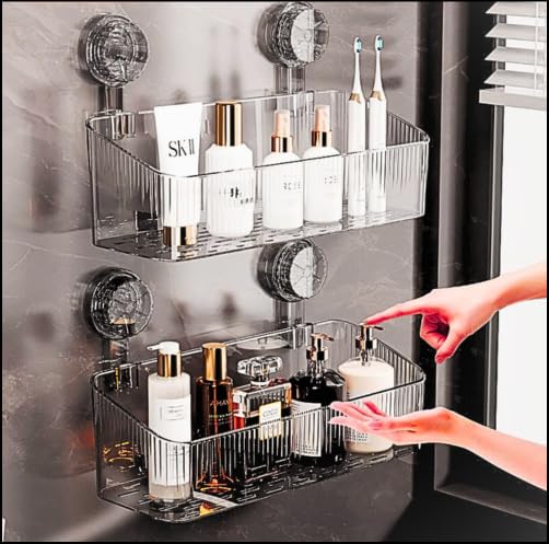 Multi-Purpose Transparent Suction Cup Storage Shelf