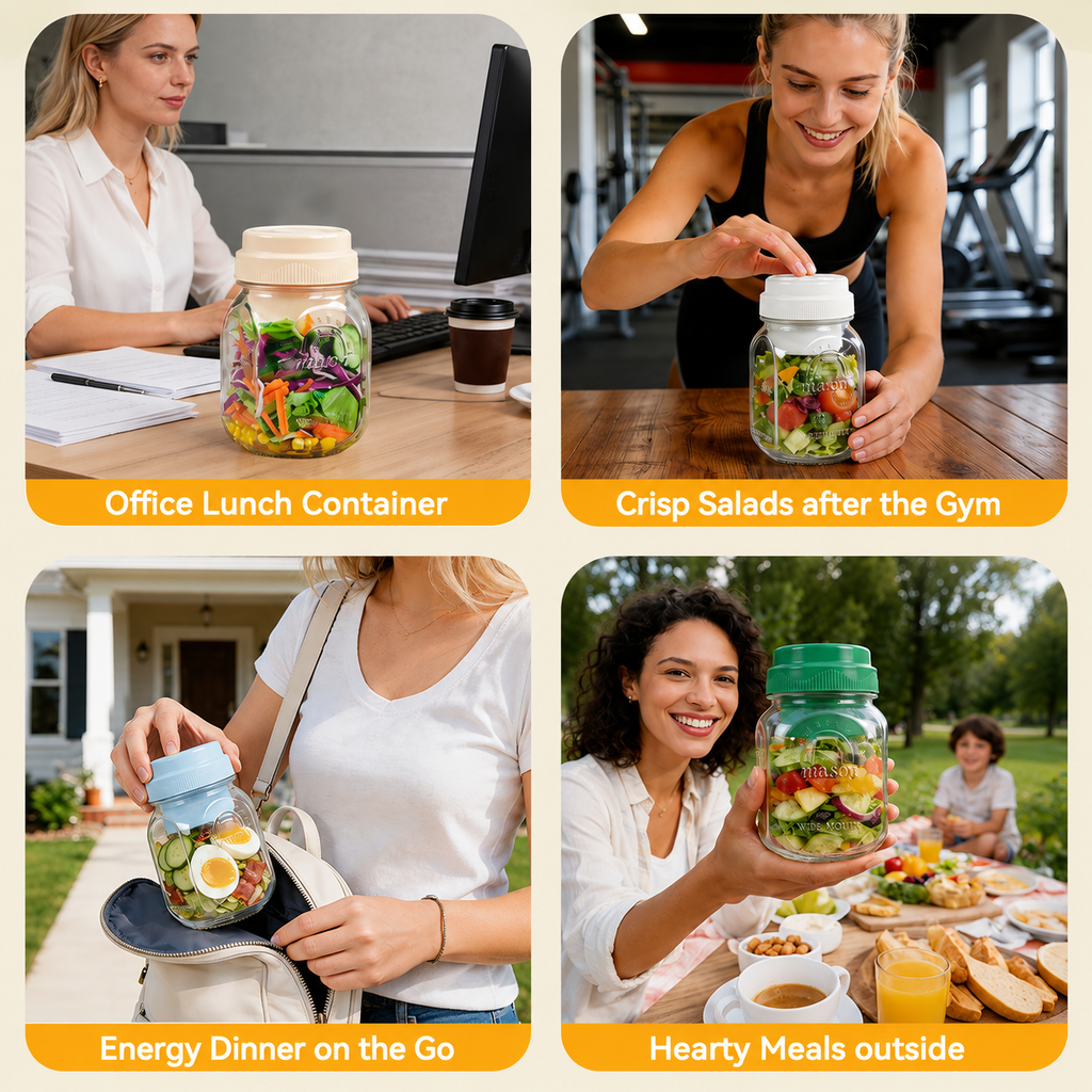 Leakproof Salad Jar Set with Spoon