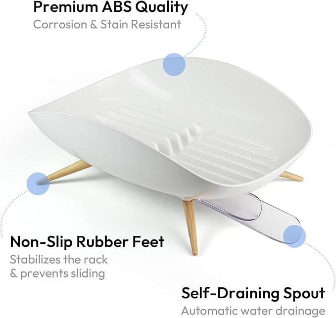 Compact Dish Drying Rack with Drain System