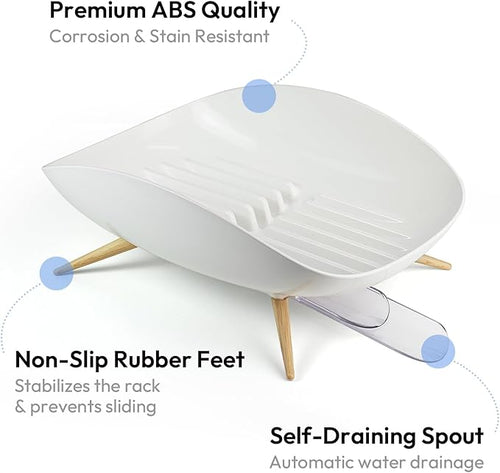 Compact Dish Drying Rack with Drain System