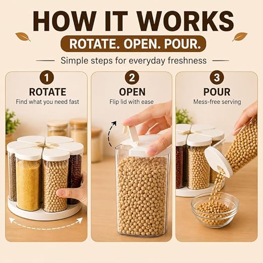 6-Grid Rotating Grain Container