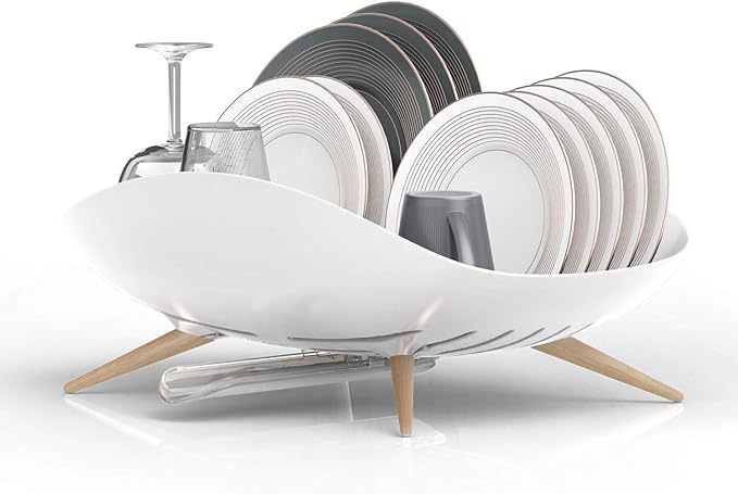 Compact Dish Drying Rack with Drain System