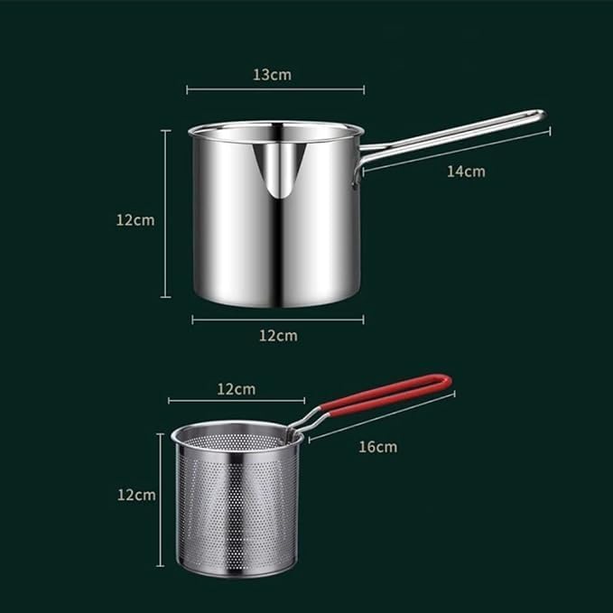 Stainless Steel Frying Basket with Oil Drainer