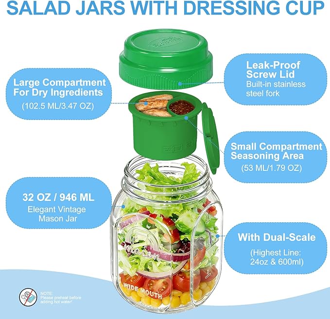 Leakproof Salad Jar Set with Spoon