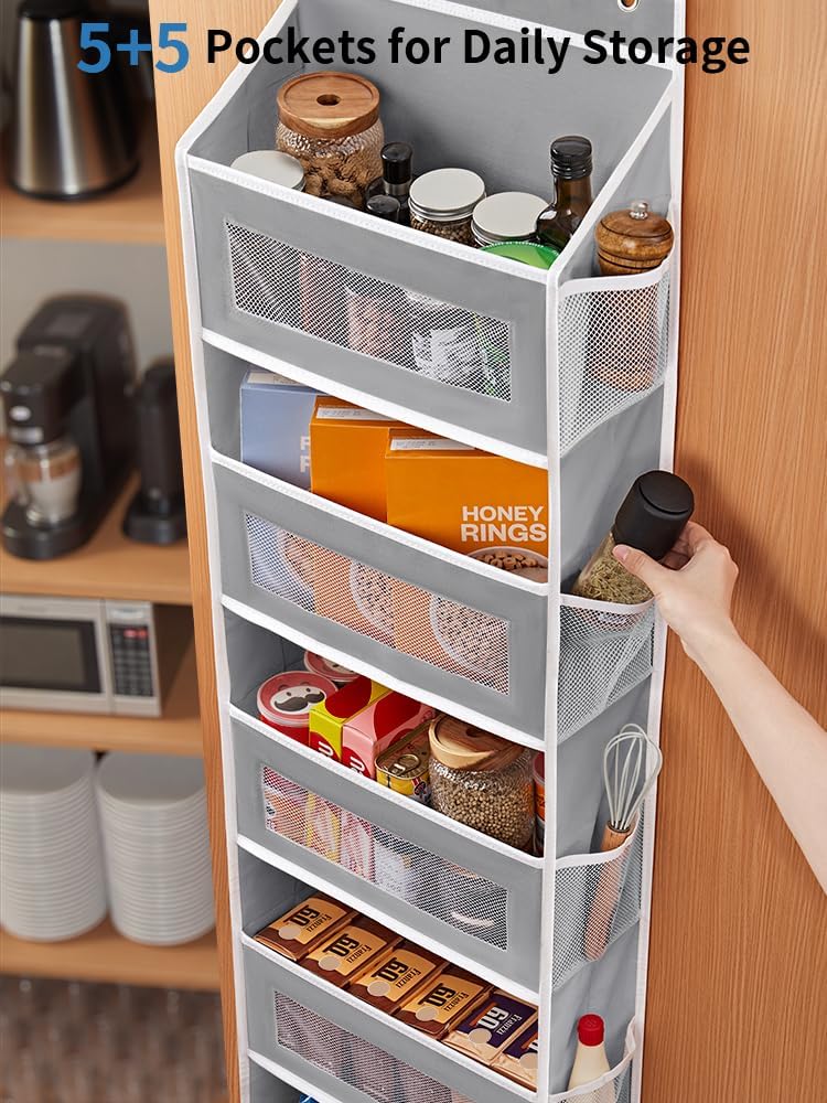 Multipurpose Over-the-Door Hanging Organizer- 5-Tier Foldable Storage Rack