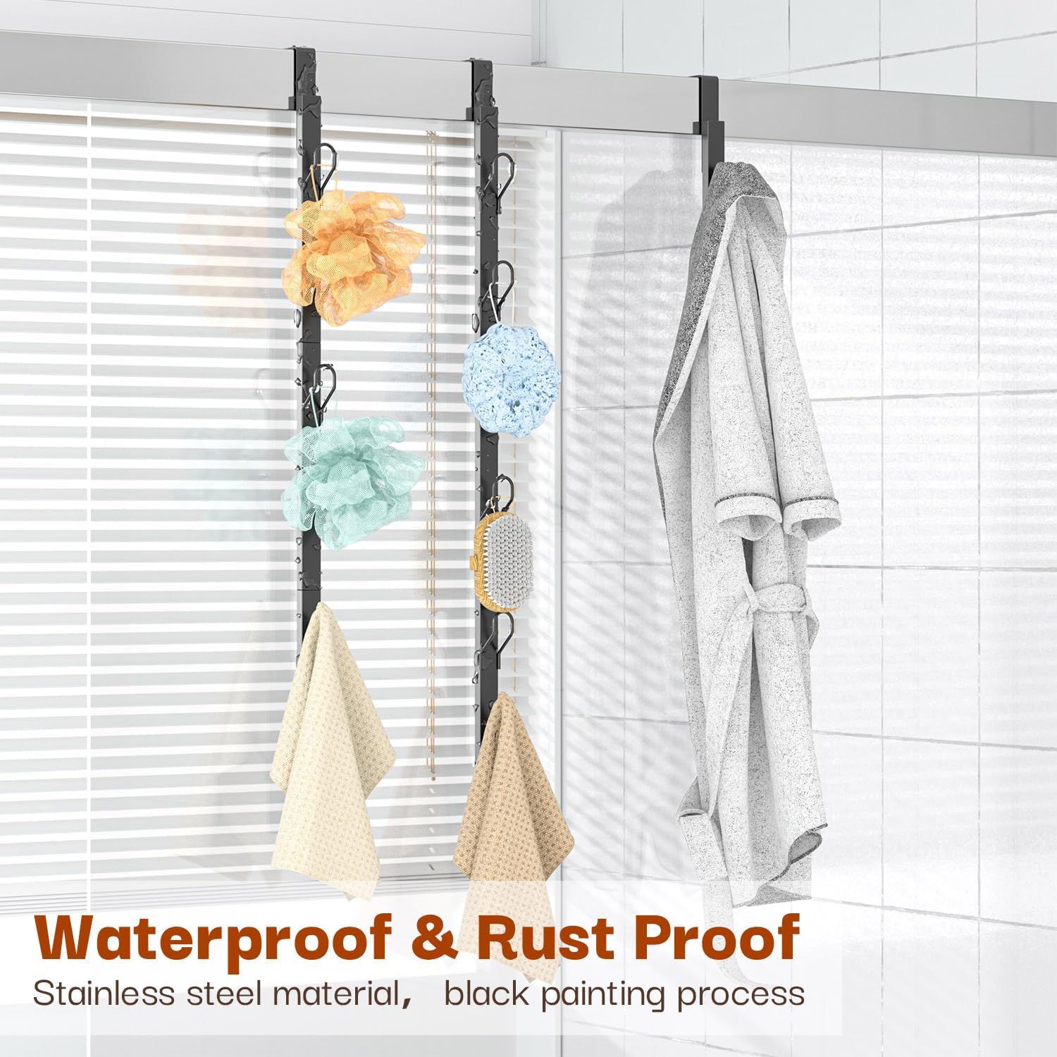 Over-the-Door Stainless Steel Hook Rack ( Pack of 2 )