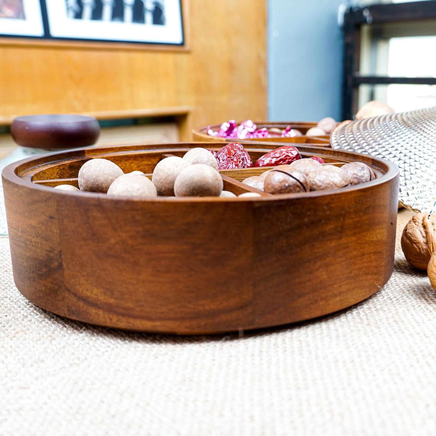 Premium Wooden Dry Fruit Tray with Designer Lid