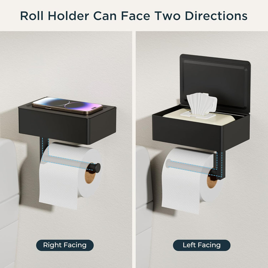 Multifunctional Toilet Paper Holder with Storage Shelf