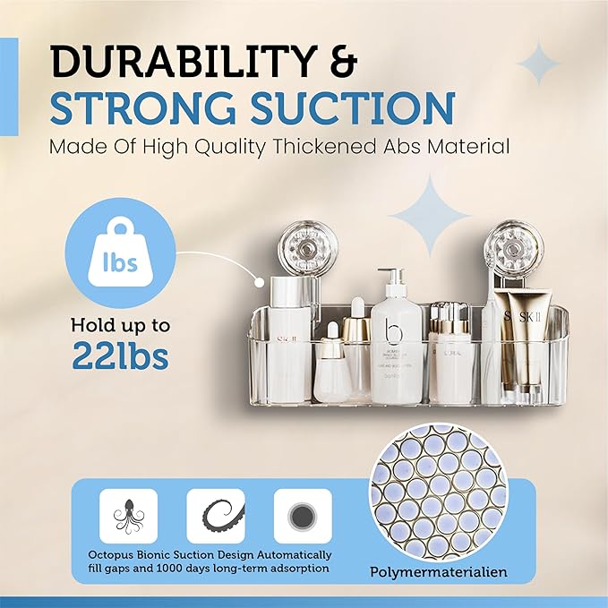 Multi-Purpose Transparent Suction Cup Storage Shelf