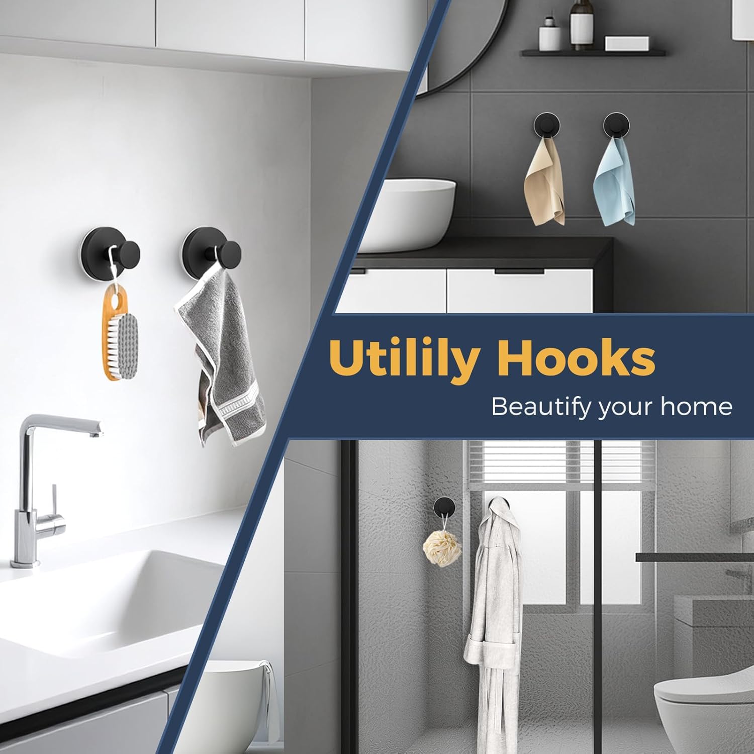 Suction Cup Hooks for Shower (Set of 2)