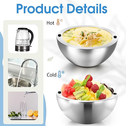 Stainless Steel Dip Bowl – Hot & Cold Serving Bowl