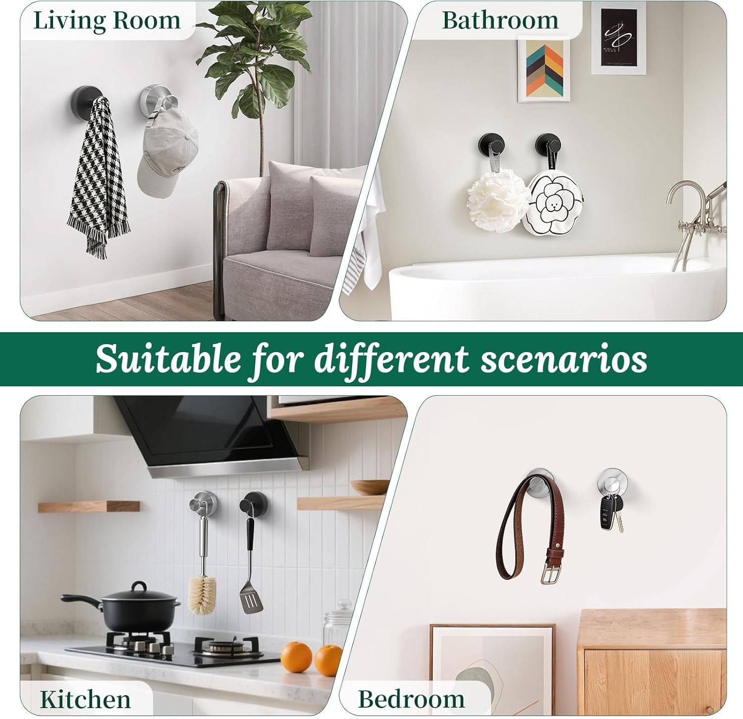 Suction Cup Hooks for Shower (Set of 2)