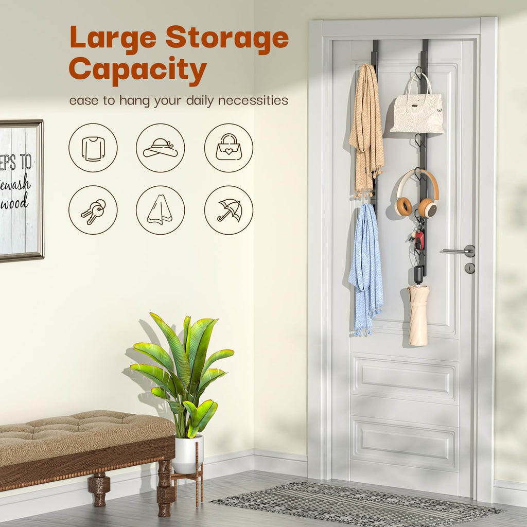 Over-the-Door Stainless Steel Hook Rack ( Pack of 2 )