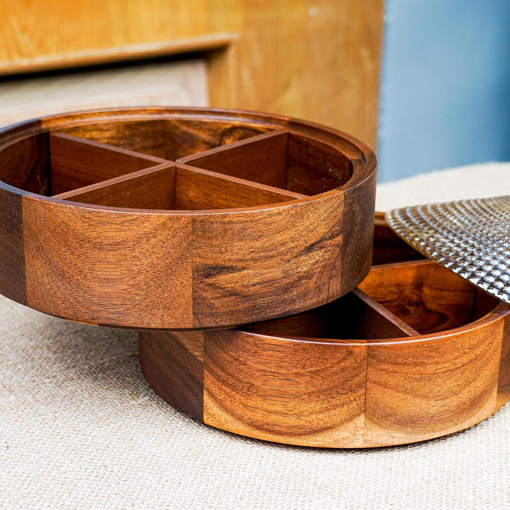 Premium Wooden Dry Fruit Tray with Designer Lid