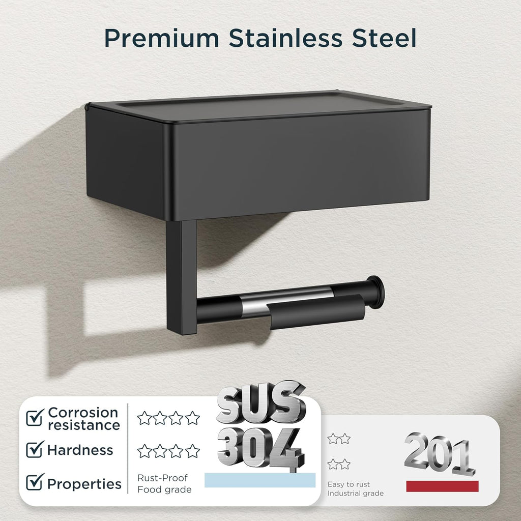 Multifunctional Toilet Paper Holder with Storage Shelf