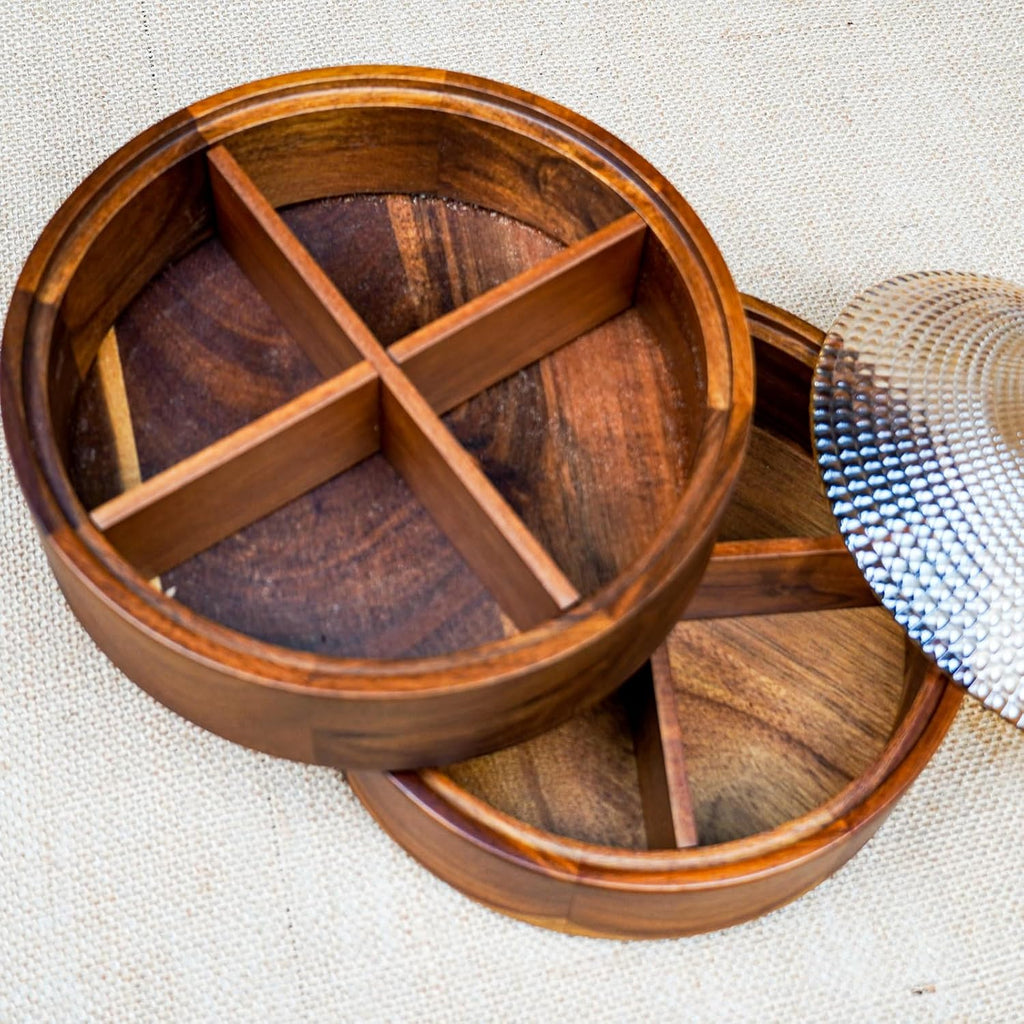 Premium Wooden Dry Fruit Tray with Designer Lid