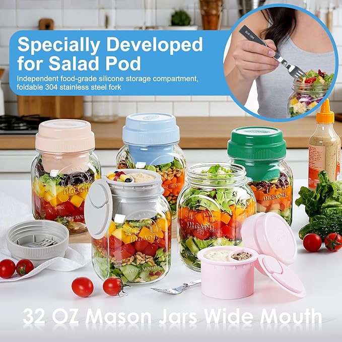 Leakproof Salad Jar Set with Spoon