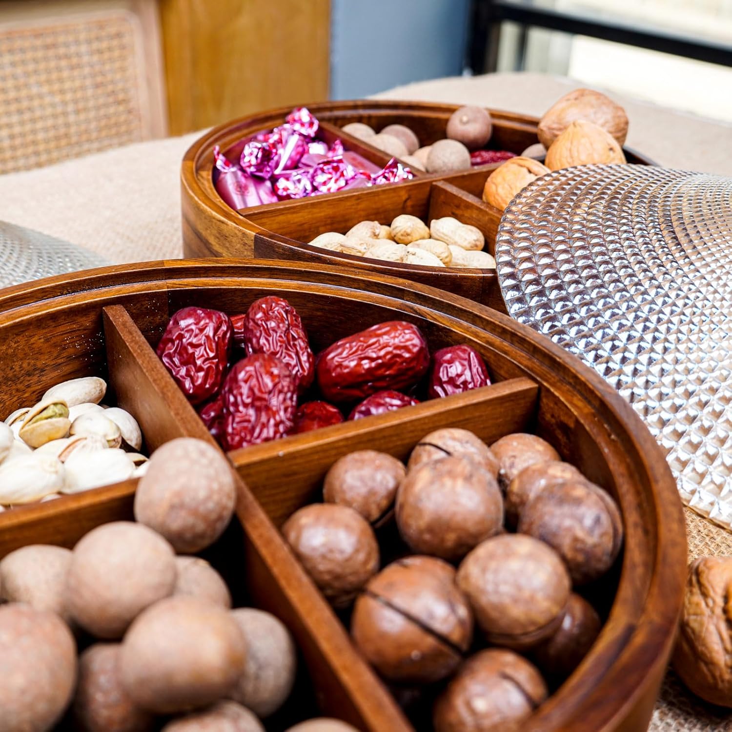 Premium Wooden Dry Fruit Tray with Designer Lid