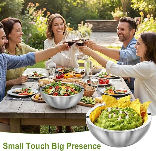 Stainless Steel Dip Bowl – Hot & Cold Serving Bowl