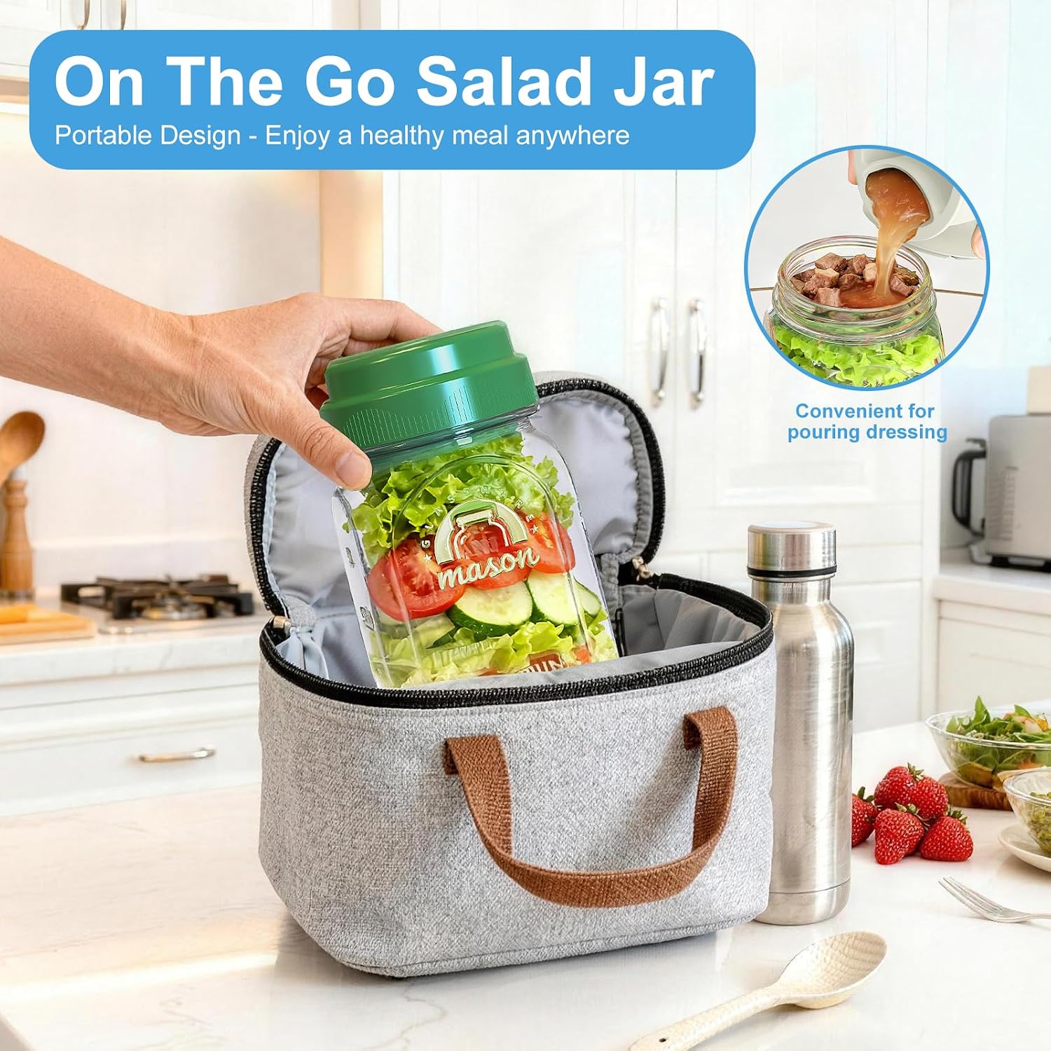 Leakproof Salad Jar Set with Spoon