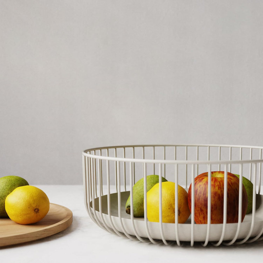Metal Fruit Bowl with Mesh Lid and Basket