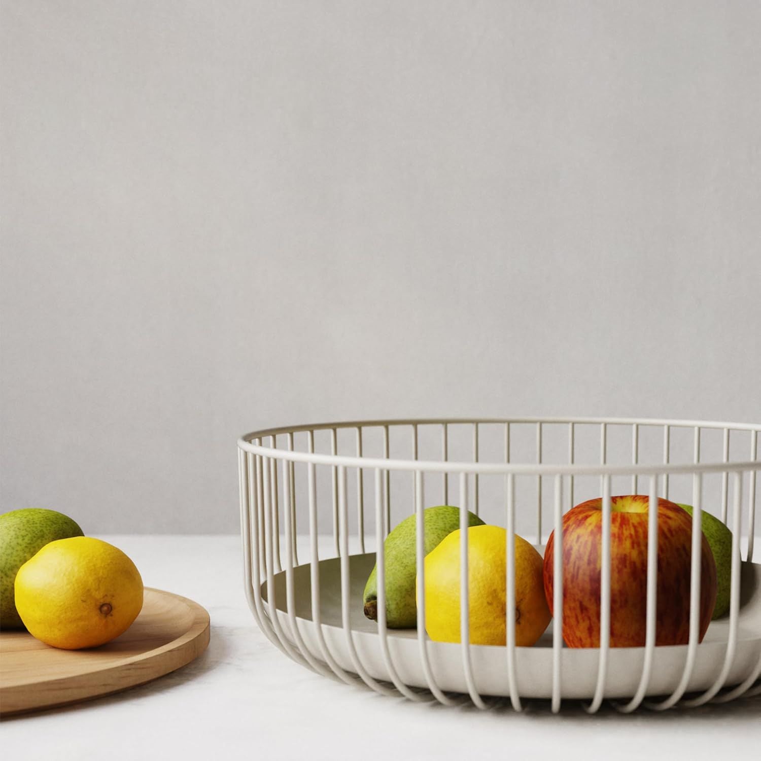Metal Fruit Bowl with Mesh Lid and Basket