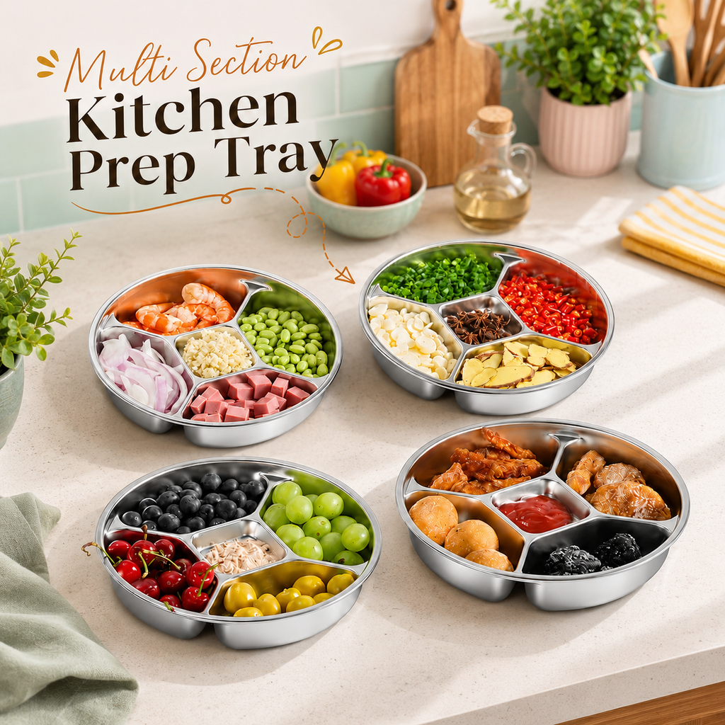Multi-Section Kitchen Preparation Tray