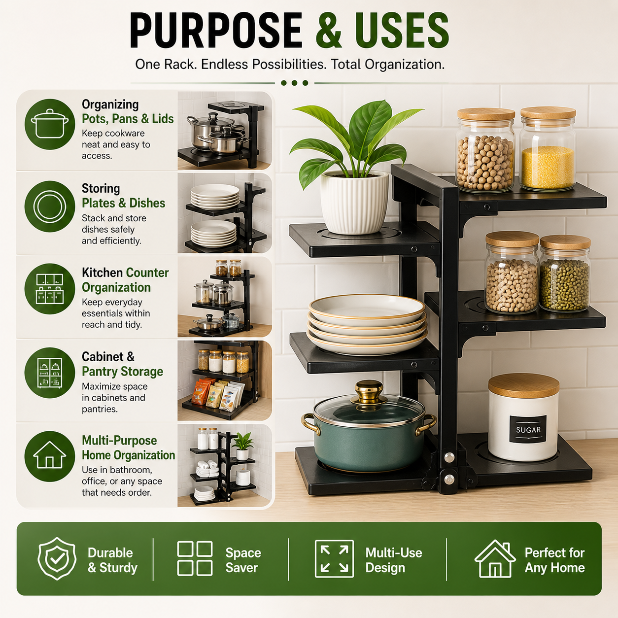 Multi-Tier Adjustable Kitchen Rack