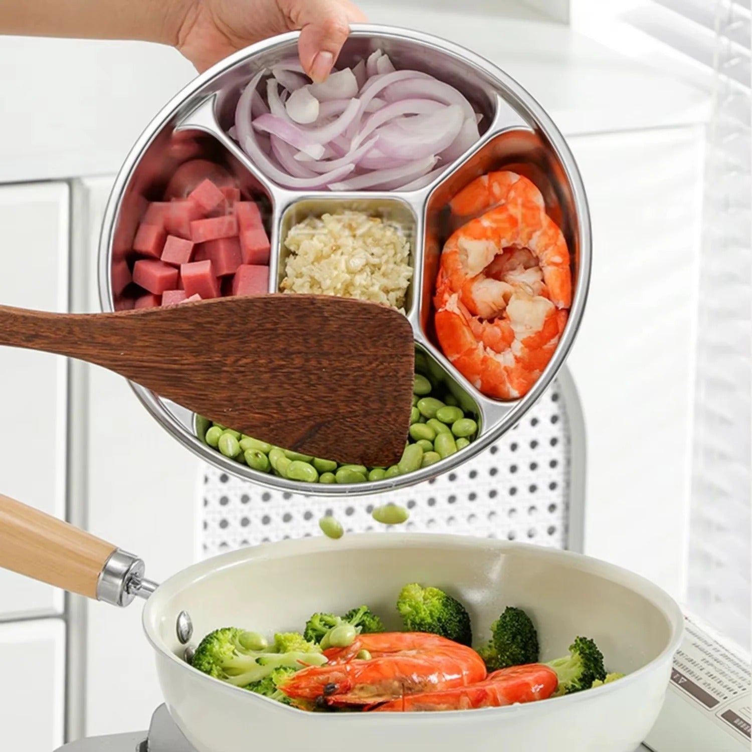 Multi-Section Kitchen Preparation Tray