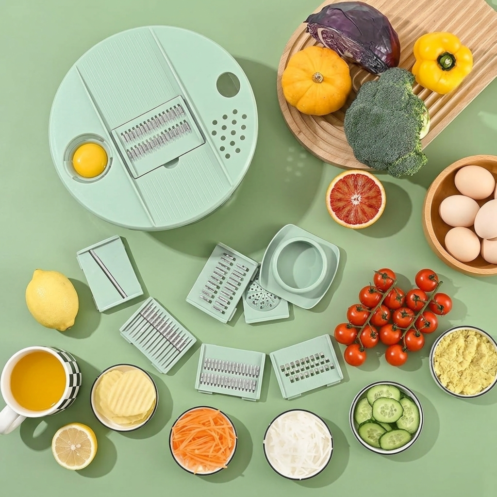 All-in-One Kitchen Chopper – Vegetable Slicer, Grater & Cutting Bowl